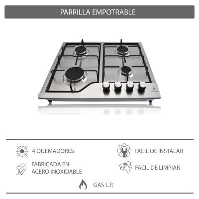 Parrilla De Gas NOVA STEEL 60 Empotrable De 4 Quemadores De Acero ...