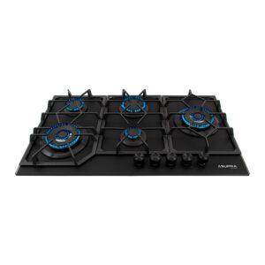 Parrilla de gas SPYDER-87 empotrable de 5 quemadores de cristal templado negro mate SUPRA SIGNATURE